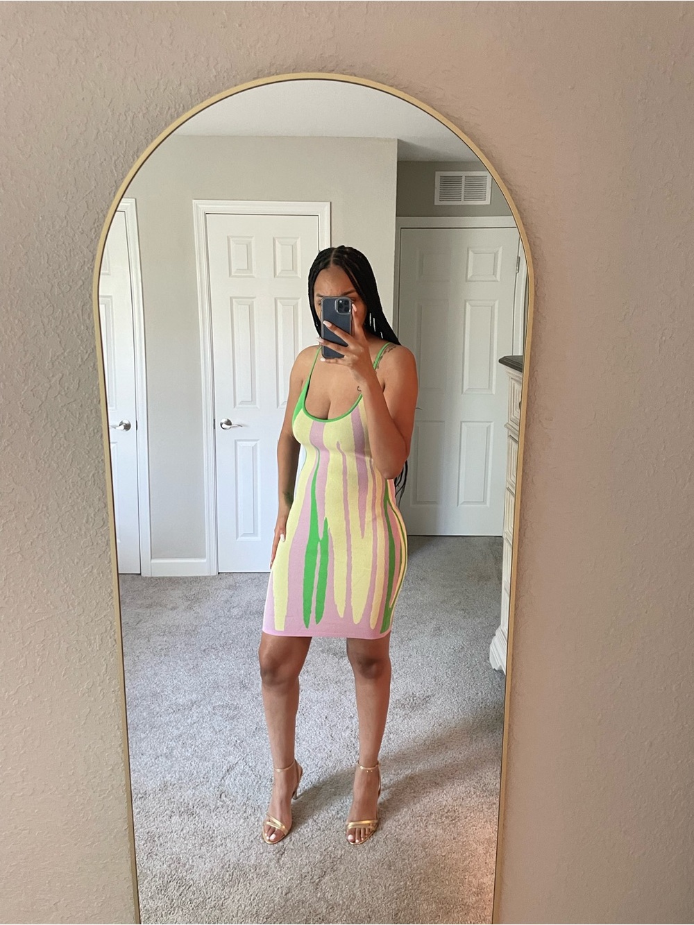 Lavender and Green Dress